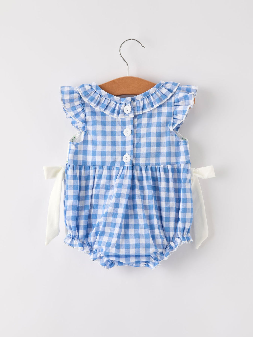 Fall Thanksgiving& Halloween Blue Pumpkin Smock Embroidery Baby Girl Romper