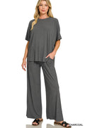 Zenana Rayon Ribbed 2-Piece Set